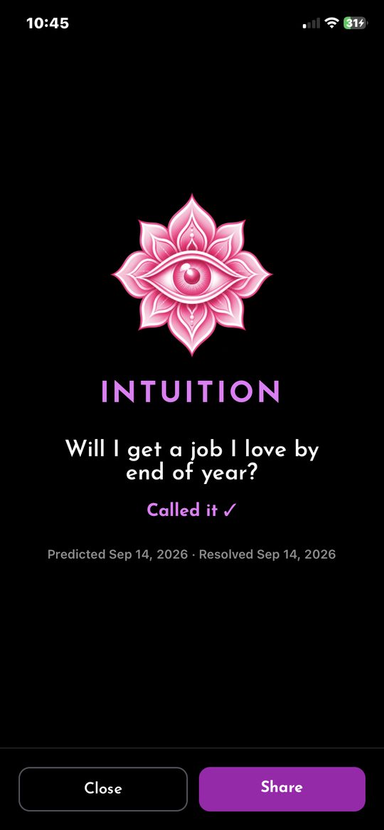 Shareable card celebrating a correct prediction